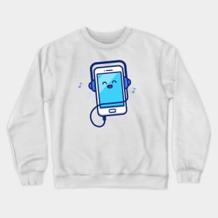 Cute Mobile Phone Listening Music With Headphone Crewneck Sweatshirt